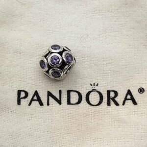 925 Sterling Silver AUTHENTIC PANDORA Purple Stone Charm